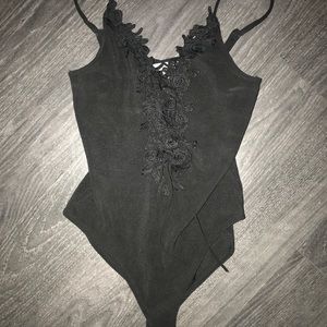 Casting LA Black Front Lace Flower Bodysuit